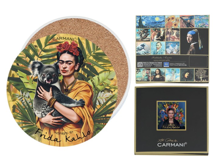 Carmani, podkładka ceramiczna pod kubek/szklankę Inspirowana malarstwem FRIDY KAHLO