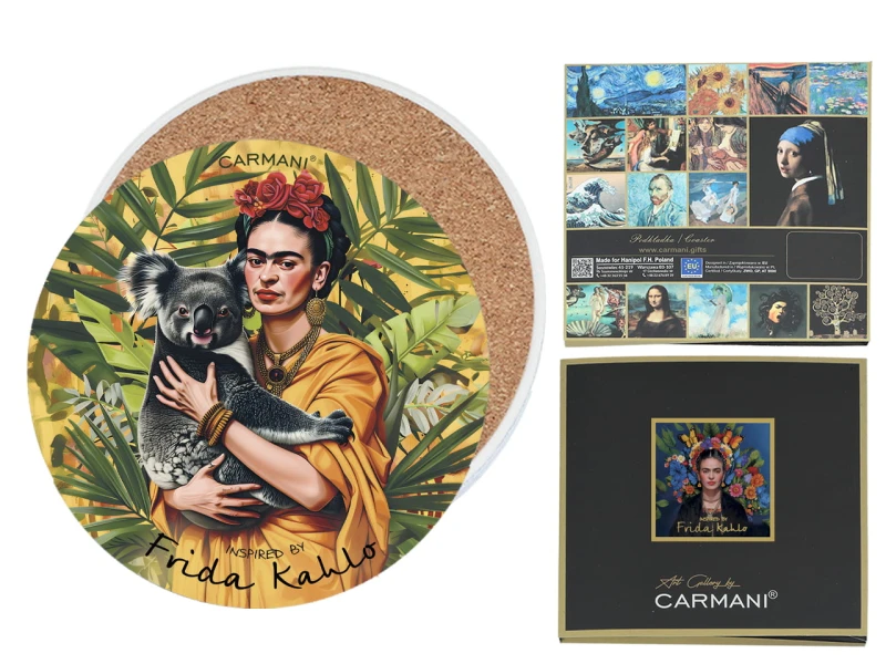 Carmani, podkładka ceramiczna pod kubek/szklankę Inspirowana malarstwem FRIDY KAHLO
