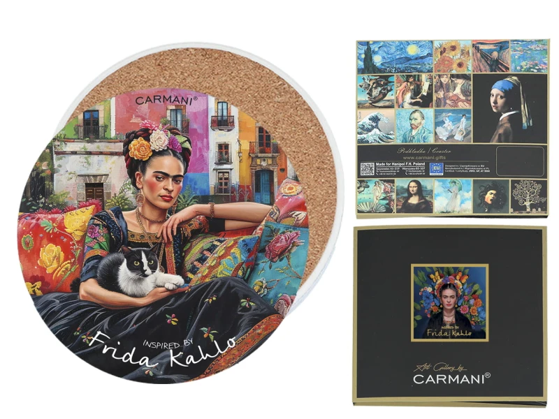 Carmani, podkładka ceramiczna pod kubek/szklankę Inspirowana malarstwem FRIDY KAHLO