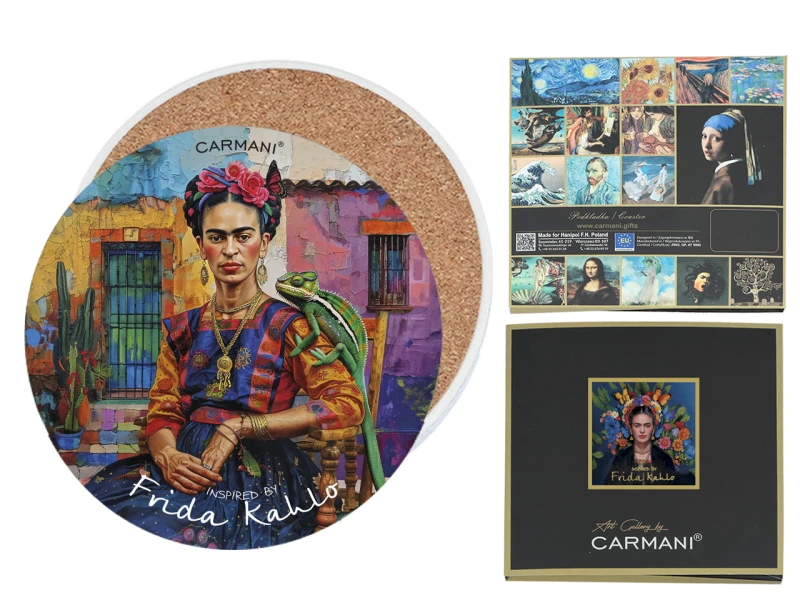Carmani, podkładka ceramiczna pod kubek/szklankę Inspirowana malarstwem FRIDY KAHLO