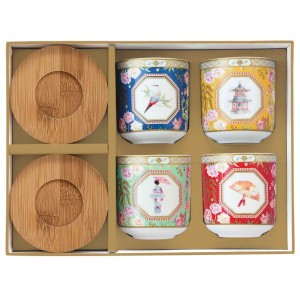 Easy Life/Nuova R2S, zestaw: 4 czarki 110ml + bambusowe podstawki