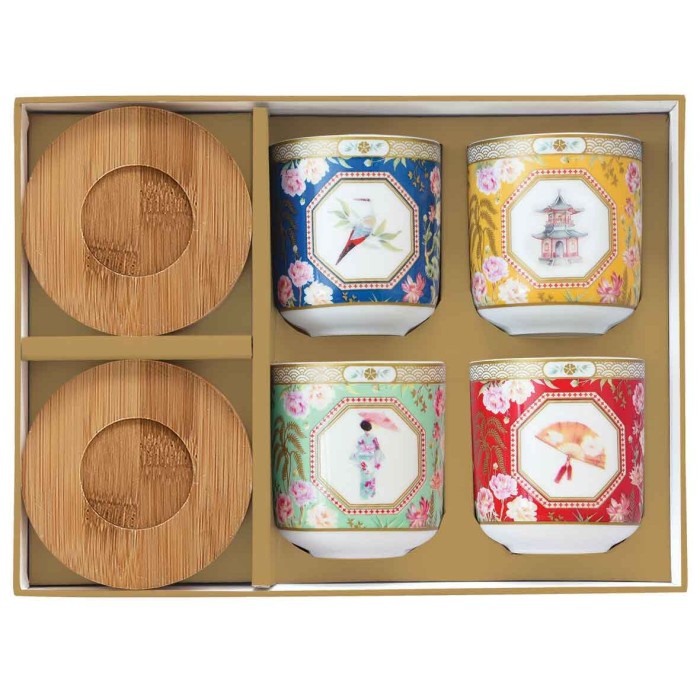 Easy Life/Nuova R2S, zestaw: 4 czarki 110ml + bambusowe podstawki