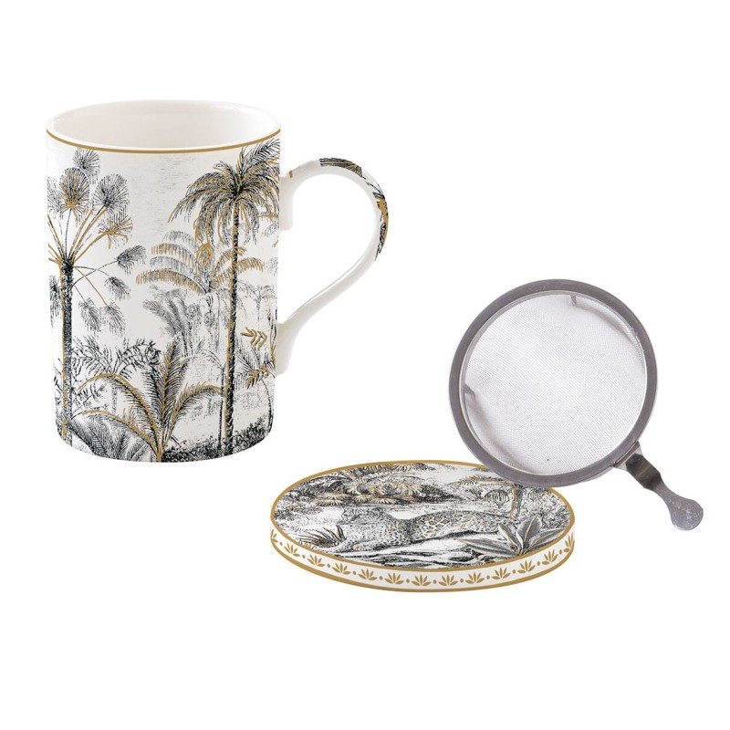 Easy Life/Nuova R2S, porcelanowy kubek 350ml z zaparzaczem-sitkiem i przykrywką