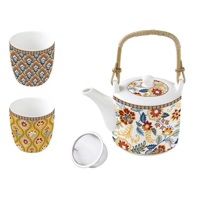 Easy Life/Nuova R2S, zestaw z porcelany: czajnik 600 ml z zaparzaczem + 2 czarki 160ml