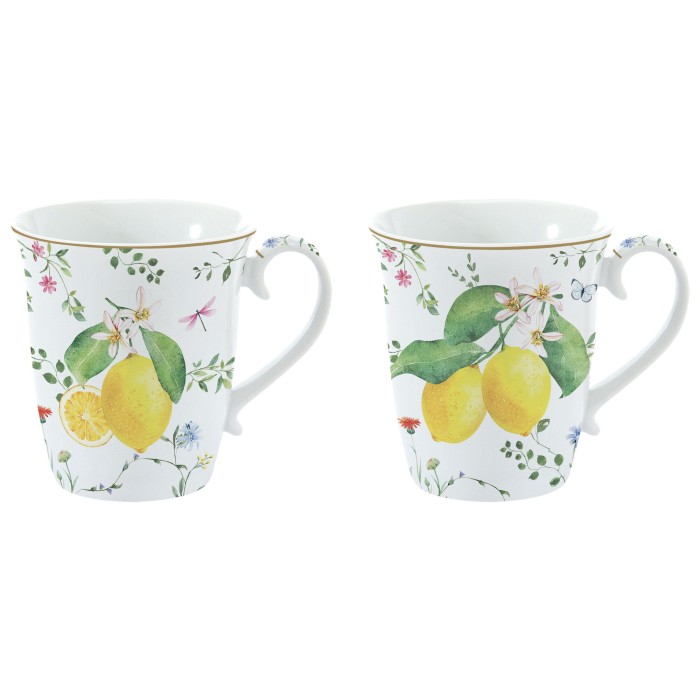 Easy Life/Nuova R2S, porcelanowe 2 kubki 275ml - FLEURS ET CITRONS, cytryny