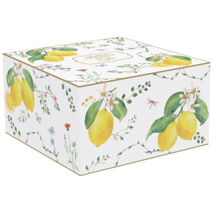Easy Life/Nuova R2S, porcelanowa filiżanka 370ml + spodek - FLEURS ET CITRONS, cytryny