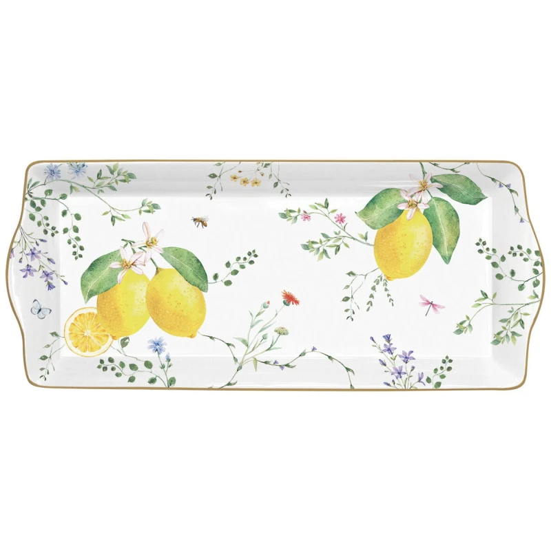 Easy Life/Nuova R2S, porcelanowy paterka 35x15cm - FLEURS ET CITRONS, cytryny
