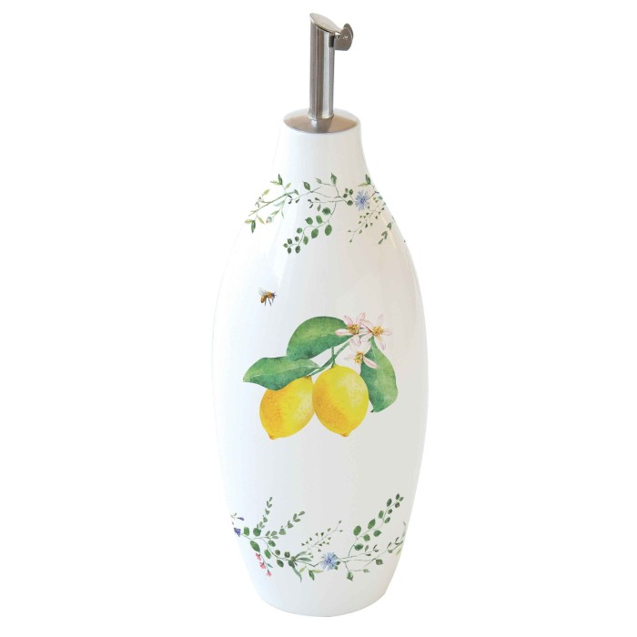 Easy Life/Nuova R2S, porcelanowa butelka na oliwę 300ml - FLEURS ET CITRONS, cytryny