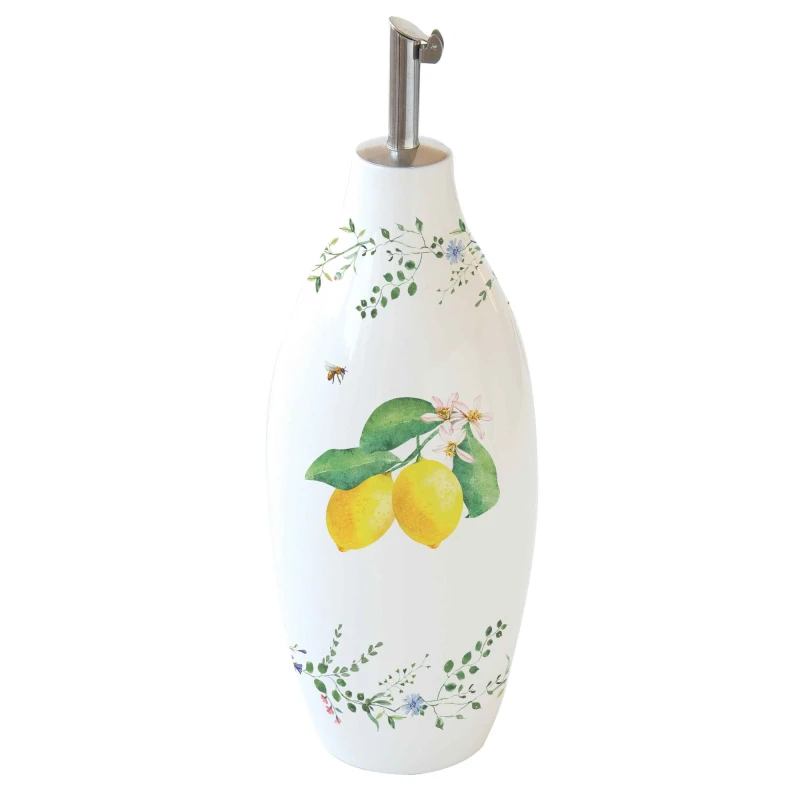 Easy Life/Nuova R2S, porcelanowa butelka na oliwę 300ml - FLEURS ET CITRONS, cytryny