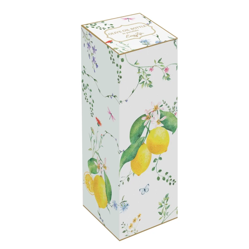 Easy Life/Nuova R2S, porcelanowa butelka na oliwę 300ml - FLEURS ET CITRONS, cytryny