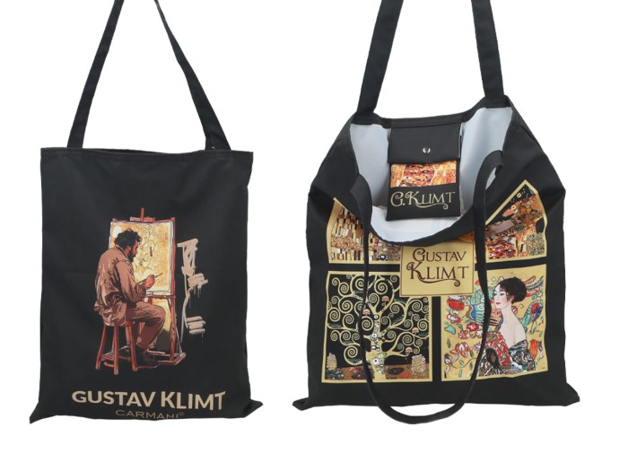 Carmani, torba na ramię, na zakupy do 5kg - GUSTAV KLIMT, kolaż