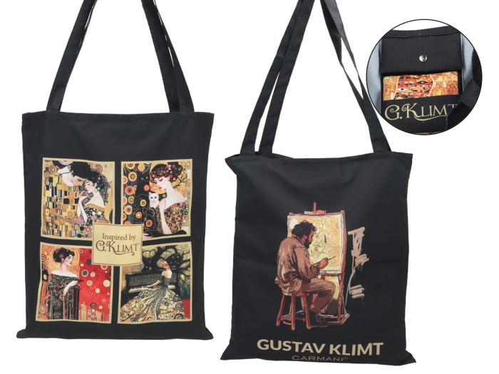 Carmani, torba na ramię, na zakupy do 5kg - GUSTAV KLIMT, kolaż