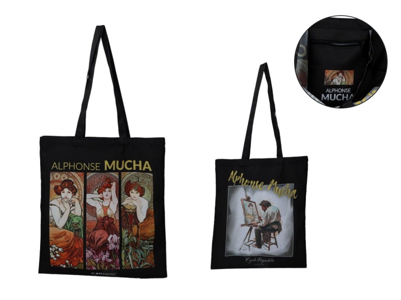 Carmani, torba na ramię, na zakupy do 5kg - ALFONS MUCHA,kolaż