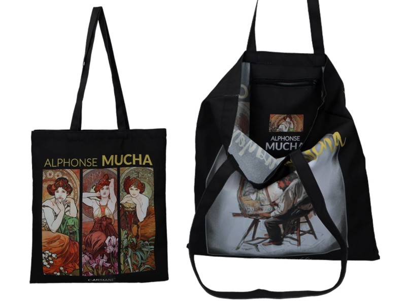 Carmani, torba na ramię, na zakupy do 5kg - ALFONS MUCHA,kolaż