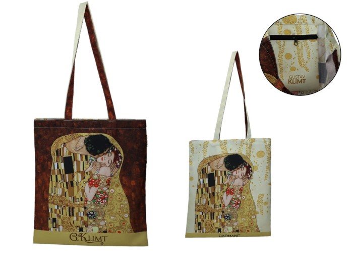 Carmani, torba na ramię, na zakupy do 5kg - GUSTAV KLIMT/Pocałunek, kiss