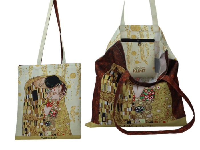 Carmani, torba na ramię, na zakupy do 5kg - GUSTAV KLIMT/Pocałunek, kiss