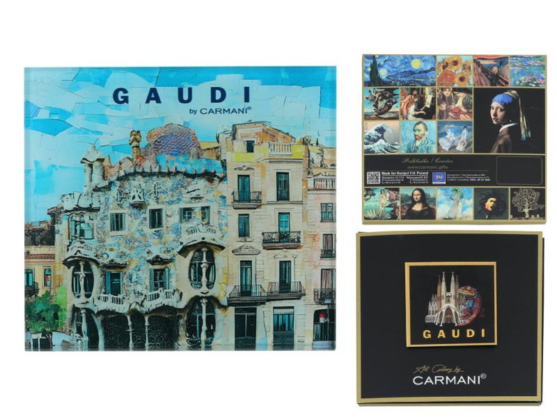 Carmani, szklana podkładka pod kubek - inspirowana malarstwem  A. GAUDI