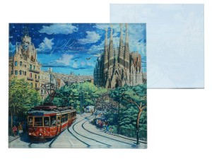 Carmani, szklana podkładka pod kubek - inspirowana malarstwem  A. GAUDI