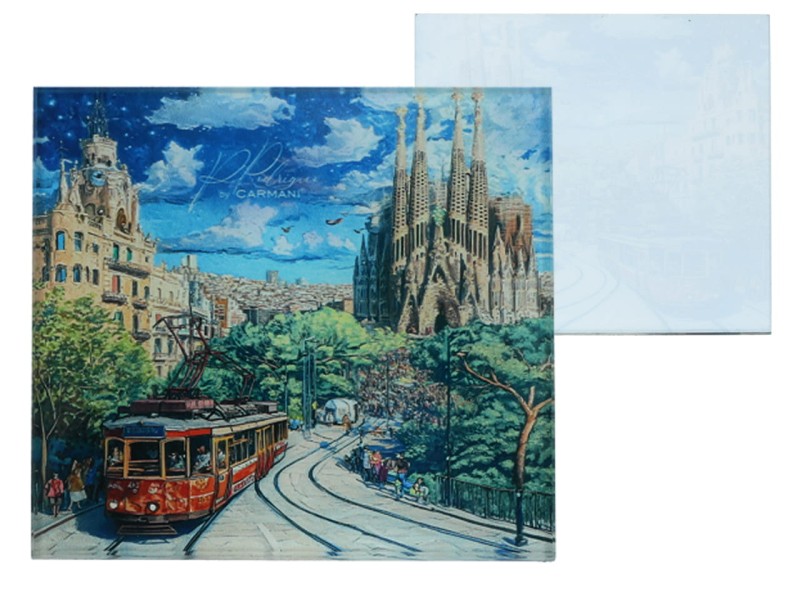 Carmani, szklana podkładka pod kubek - inspirowana malarstwem  A. GAUDI