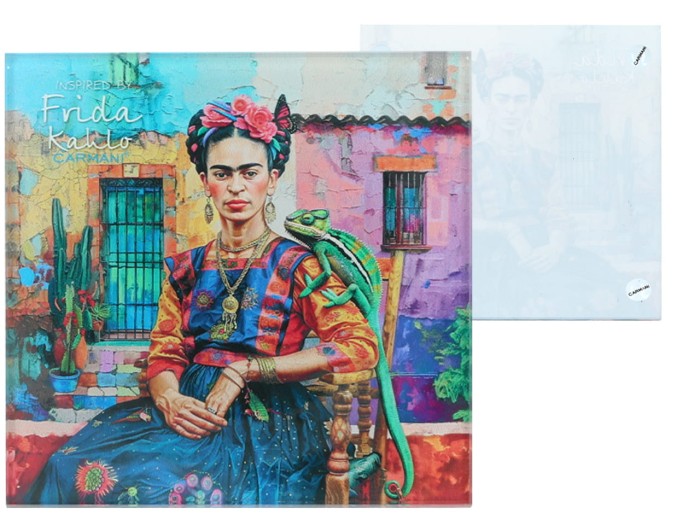 Carmani, szklana podkładka ok. 11,5x11,5cm inspirowana malarstwem FRIDY KAHLO
