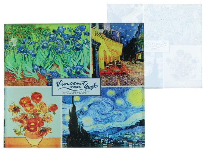 Carmani, szklana podkładka ok. 11,5x11,5cm  - VAN GOGH/kolaż
