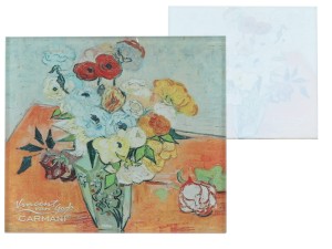 Carmani, szklana podkładka ok. 11,5x11,5cm  - VAN GOGH/Róże i zawilce