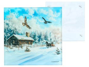 Carmani, szklana podkładka ok. 11,5x11,5cm - Chłopska osada