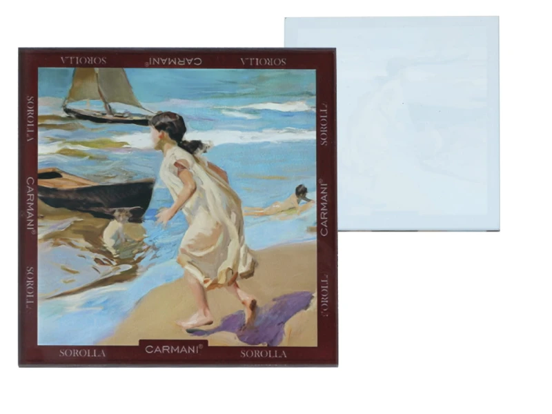 Carmani, szklana podkładka ok. 11,5x11,5cm - SOROLLA/Dziewczynka wchodzi do morza