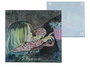 Carmani, szklana podkładka 11,5x11,5cm - S. WYSPAIŃSKI/Dziewczynka z dzbankiem