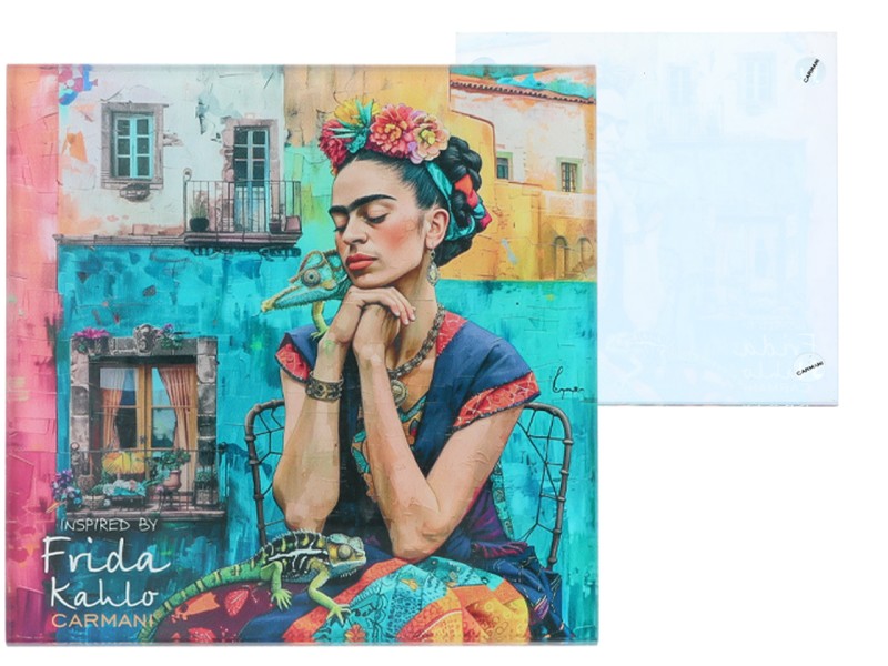 Carmani, szklana podkładka 11,5x11,5cm inspirowana malarstwem  FRIDA KAHLO