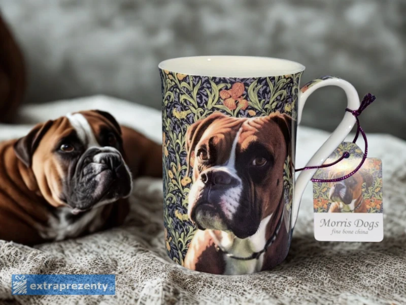 P4Y, kubek z porcelany kostnej 350ml - WILLIAM MORRIS/pies Bokser