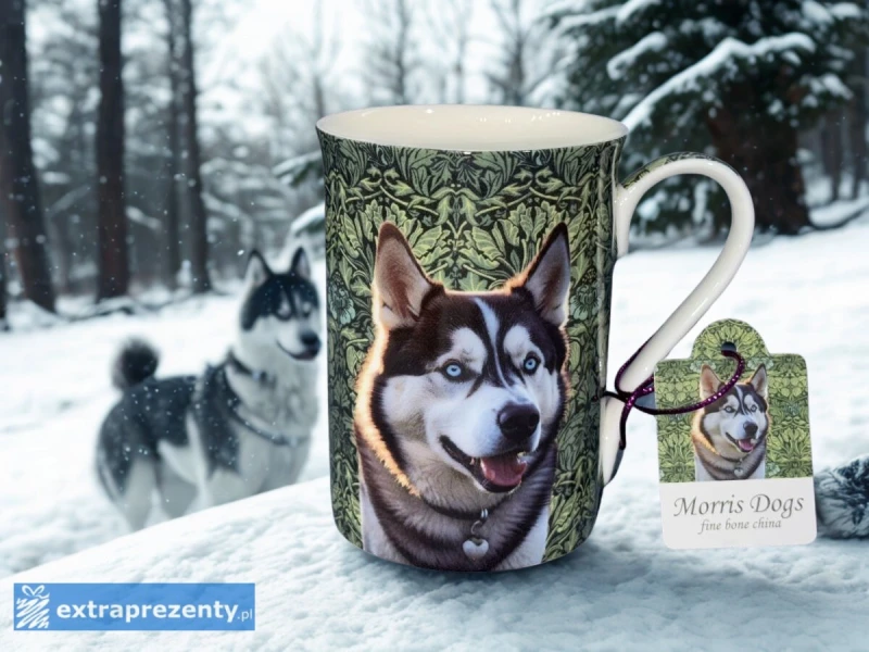 P4Y, kubek z porcelany kostnej 350ml - WILLIAM MORRIS/pies Husky