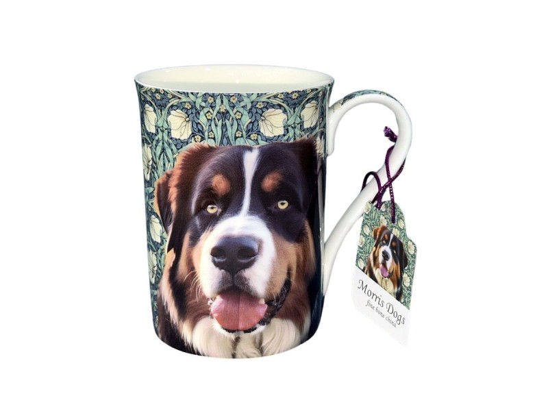 P4Y, kubek z porcelany kostnej 350ml - WILLIAM MORRIS/pies Berneńczyk