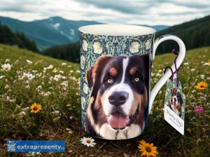 P4Y, kubek z porcelany kostnej 350ml - WILLIAM MORRIS/pies Berneńczyk
