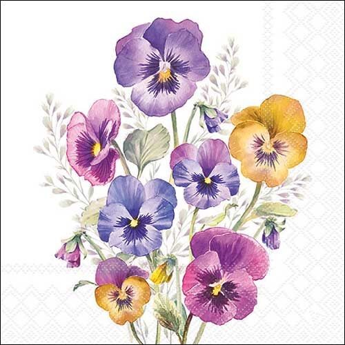 Ambiente, papierowe serwetki obiadowe 33x33cm  - PANSIES(20szt./opak.)