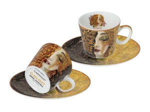 Carmani, kpl. 2 filiżanek-espresso 100ml - GUSTAV KLIMT/Złote łzy (białe i czarne tło)