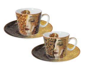 Carmani, kpl. 2 filiżanek-espresso 100ml - GUSTAV KLIMT/Złote łzy (białe i czarne tło)