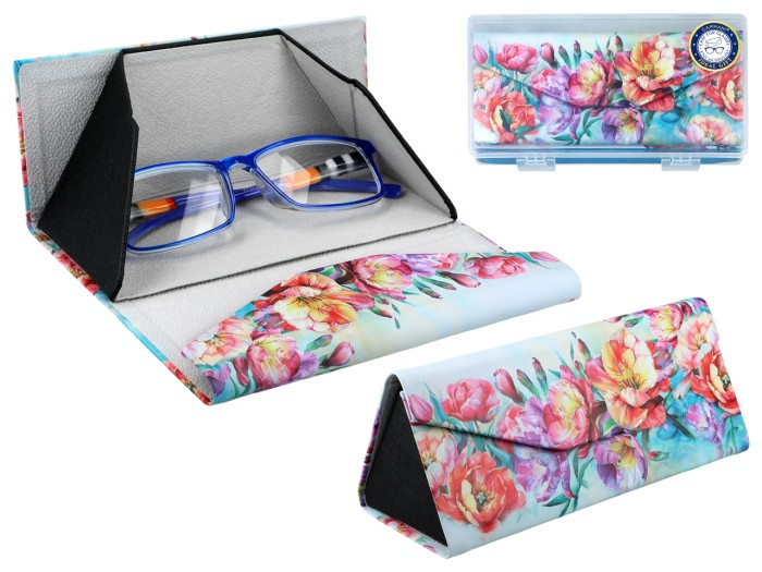 Carmani, składane etui na okulary, składane - Dekoracja kwiatowa