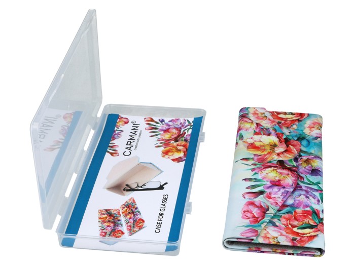 Carmani, składane etui na okulary, składane - Dekoracja kwiatowa