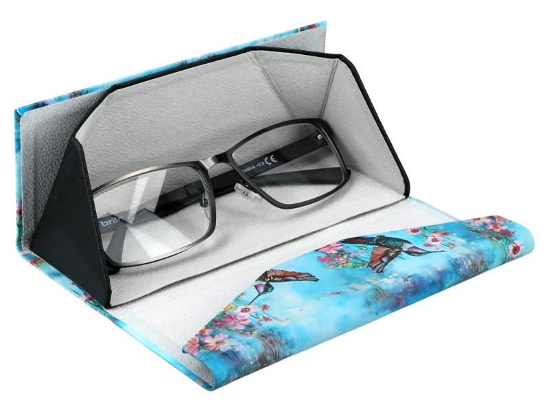 Carmani, składane etui na okulary, składane - KWIATY I KOLIBRY