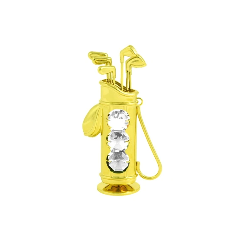Crystocraft, miniaturka-figurka pozłacana Swarovski/TORBA GOLFOWA, 10,5 cm