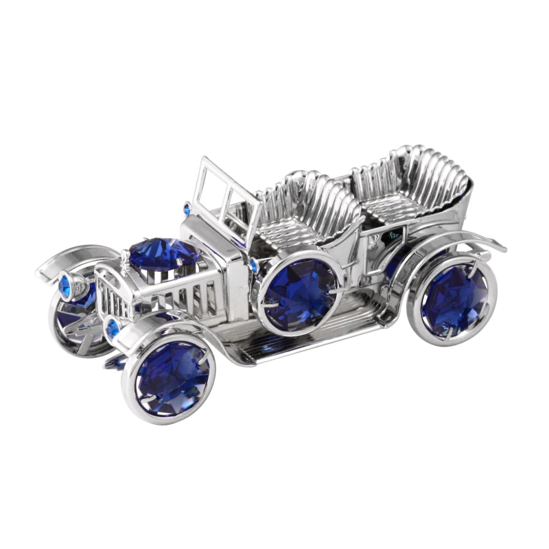 Crystocraft, miniaturka-figurka chromowana Swarovski/RETRO-SAMOCHODZIK