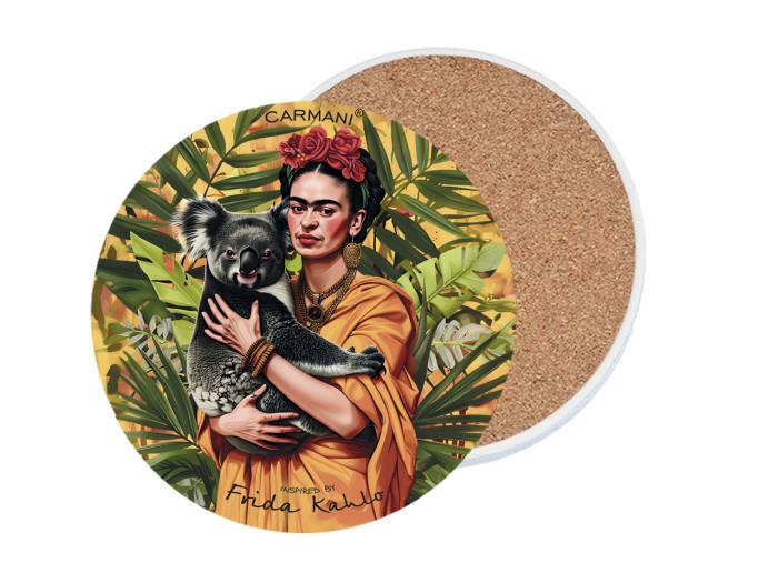 Carmani, podkładka ceramiczna, okrągła (duża, 16cm) - Inspirowane malarstwem F. Kahlo