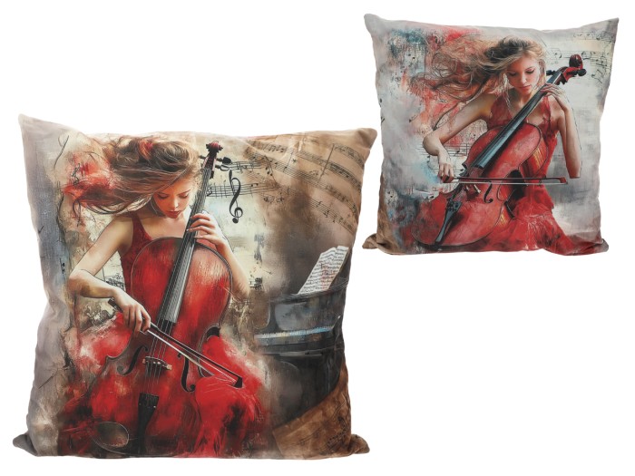 Carmani, poduszka z wypełnieniem/suwak  50x50cm - MUZYKA JEST KOBIETĄ