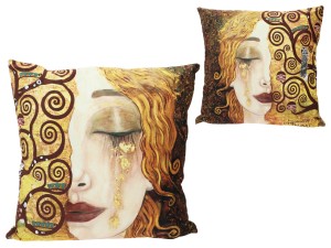 Carmani, poduszka z wypełnieniem/suwak  50x50cm-  KLIMT/Złote łzy