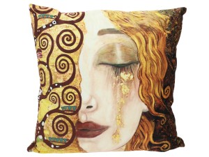 Carmani, poduszka z wypełnieniem/suwak  50x50cm-  KLIMT/Złote łzy