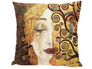 Carmani, poduszka z wypełnieniem/suwak  50x50cm-  KLIMT/Złote łzy