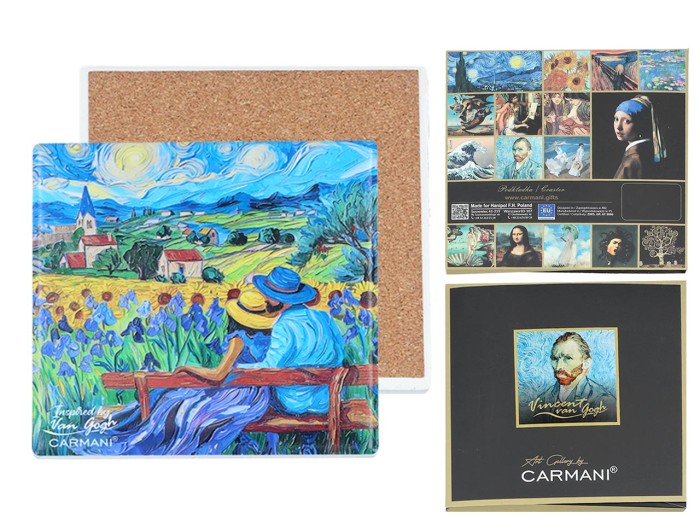 Carmani, podkładka ceramiczna pod kubek, okrągła -  inspirowana malarstwem VAN GOGHa