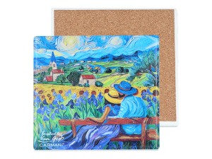 Carmani, podkładka ceramiczna pod kubek, okrągła -  inspirowana malarstwem VAN GOGHa
