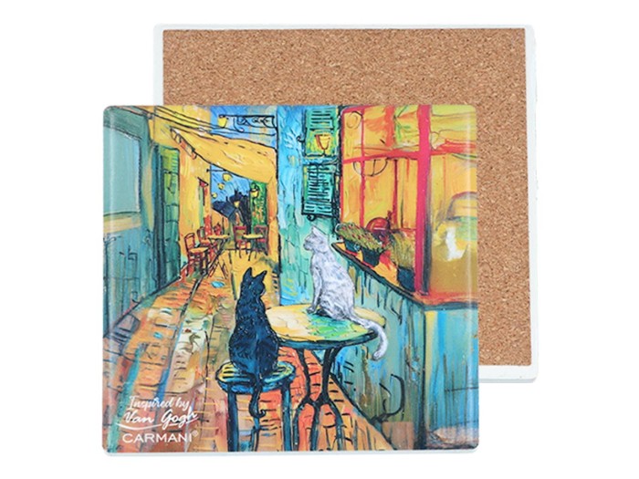 Carmani, podkładka ceramiczna pod kubek, okrągła -  inspirowana malarstwem VAN GOGHa